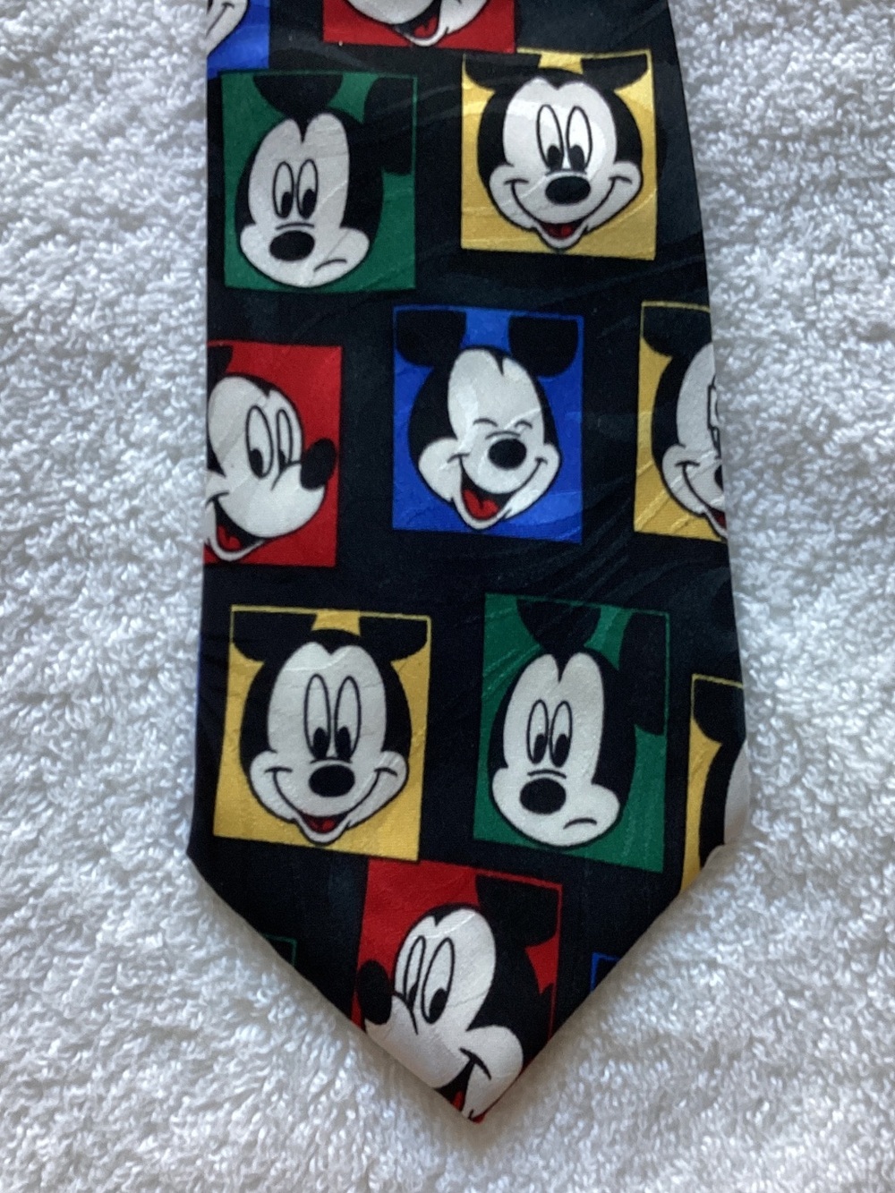 Hot Cakes Mickey Mouse Multicolor Cartoon Square Pattern Tie